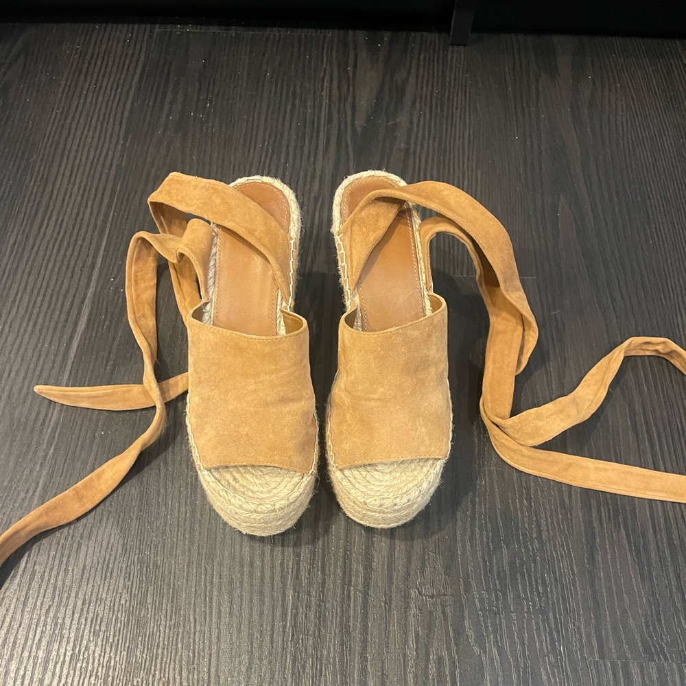 Marc Fisher suede lace up espadrille wedges